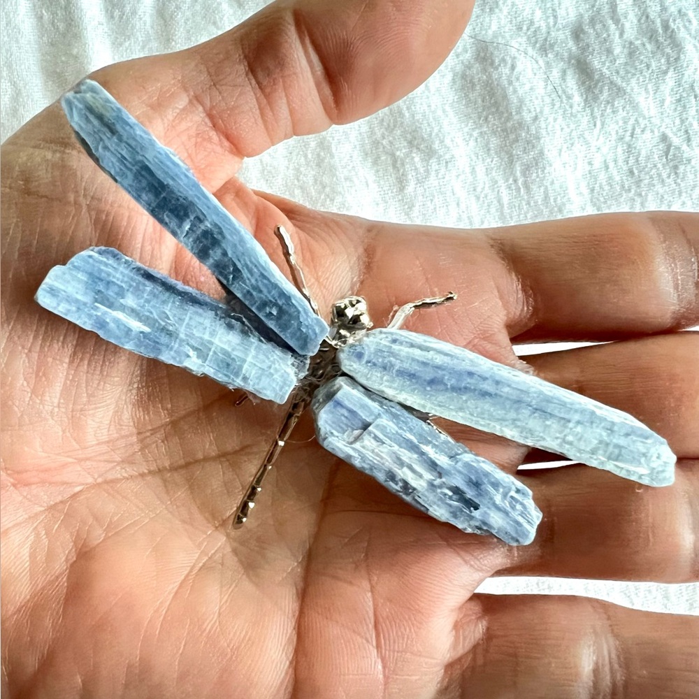 Chakra Alignment Raw Kyanite Dragonfly Figurine